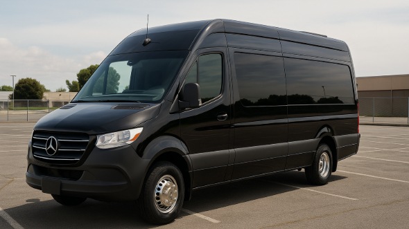 Exterior of Charter Bus Company Flint's 14 Passenger Sprinter Limousine in Flint