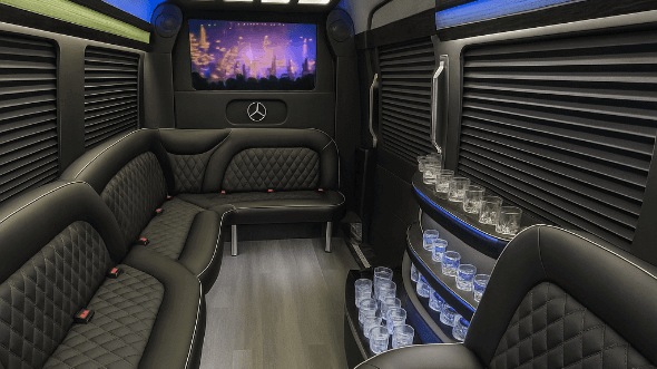 Interior of Fort Wayne Party Bus Company's 14 Passenger Sprinter Limousine in Fort Wayne