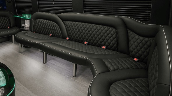 Interior of Charter Bus Company Lafayette's 14 Passenger Sprinter Limousine in Lafayette