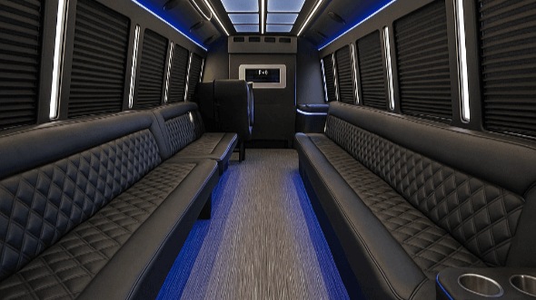 Interior of Charter Bus Company Muncie's 20 Passenger Party Bus in Muncie