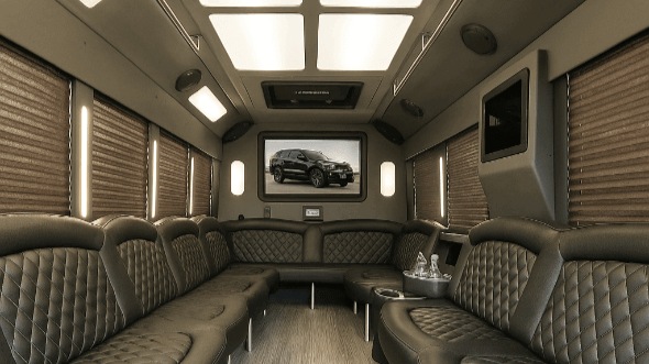 Interior of Charter Bus Company Muncie's 25 Passenger Party Bus in Muncie