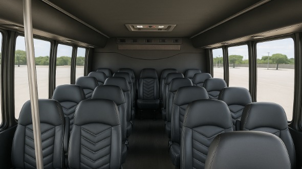 Interior of Charter Bus Company Fort Wayne's 28 Passenger Minibus in Fort Wayne