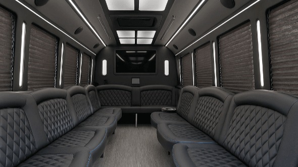Interior of Charter Bus Company Flint's 28 Passenger Party Bus in Flint
