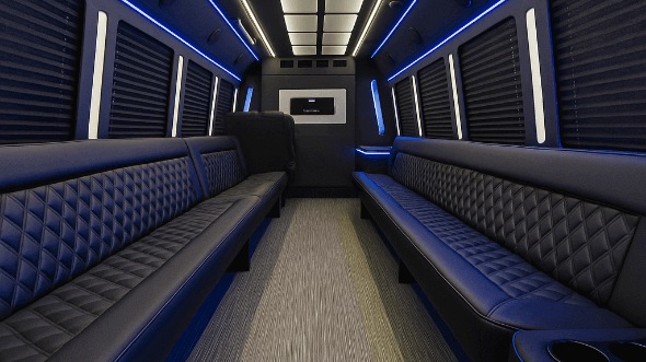Interior of Charter Bus Company Kokomo's 30 Passenger Party Bus in Kokomo