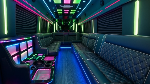 Interior of Charter Bus Company Lafayette's 30 Passenger Party Bus in Lafayette