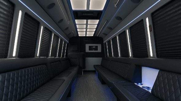 Interior of Charter Bus Company Flint's 40 Passenger Party Bus in Flint