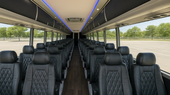 Interior of Charter Bus Company Fort Wayne's 45 Passenger Charter Bus in Fort Wayne