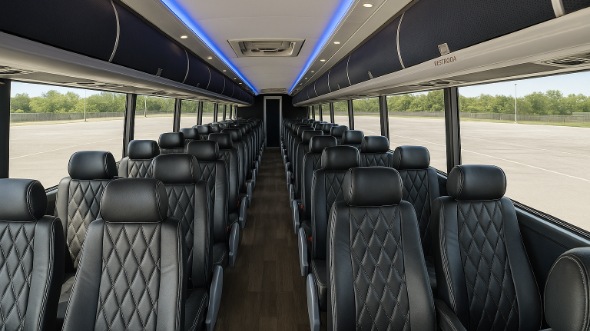 Interior of Charter Bus Company Fort Wayne's 48 Passenger Charter Bus in Fort Wayne