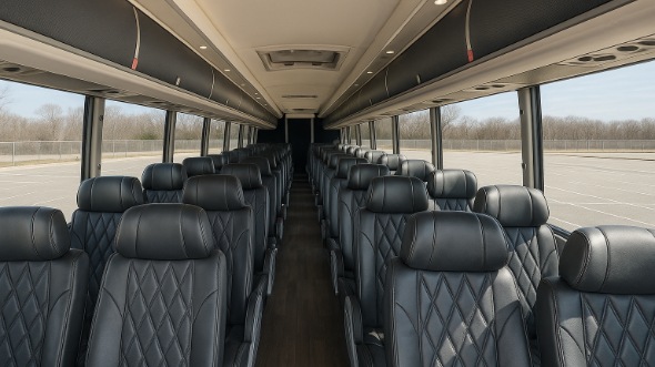 Interior of Charter Bus Company Fort Wayne's 51 Passenger Charter Bus in Fort Wayne