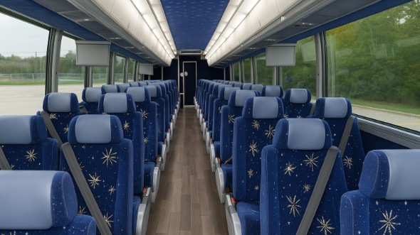 Interior of Charter Bus Company Fort Wayne's 54 Passenger Charter Bus in Fort Wayne