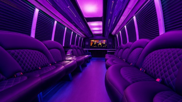 fort wayne 25 passenger party bus inside
